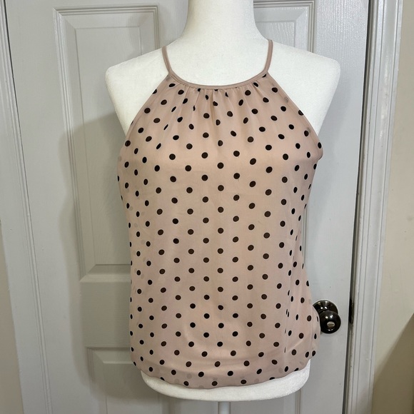 Express Tops - Express Fully Lined, Blush & Black Polka Dot Tank